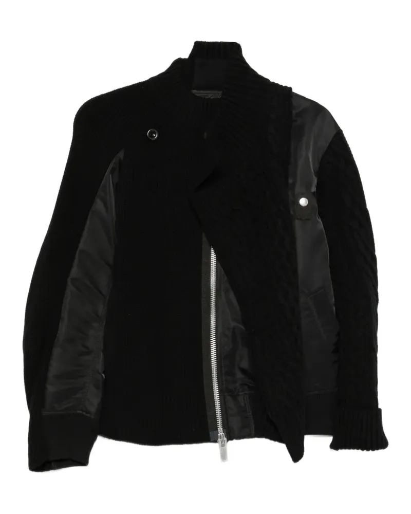 Sacai Hybrid-Jacke mit Zopfmuster - Schwarz Schwarz