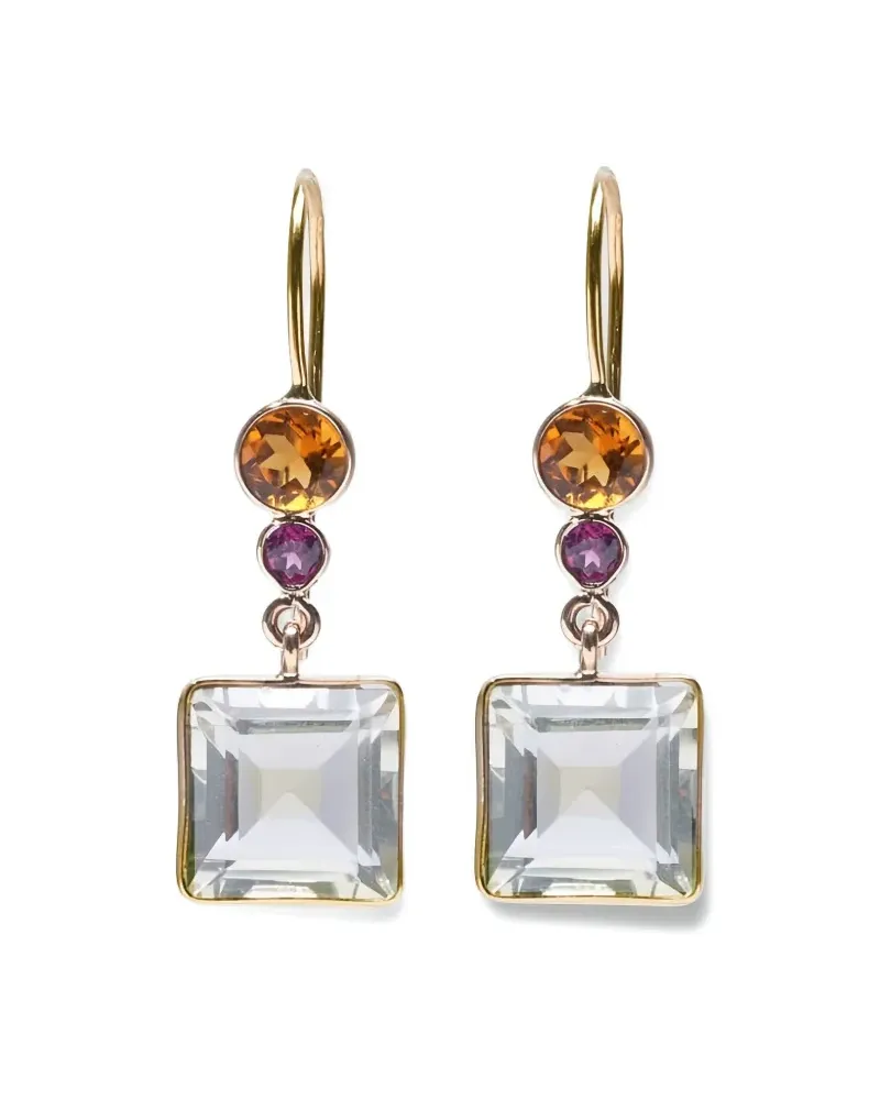 Lizzie Fortunato Gelbgoldohrringe mit Amethyst Gold