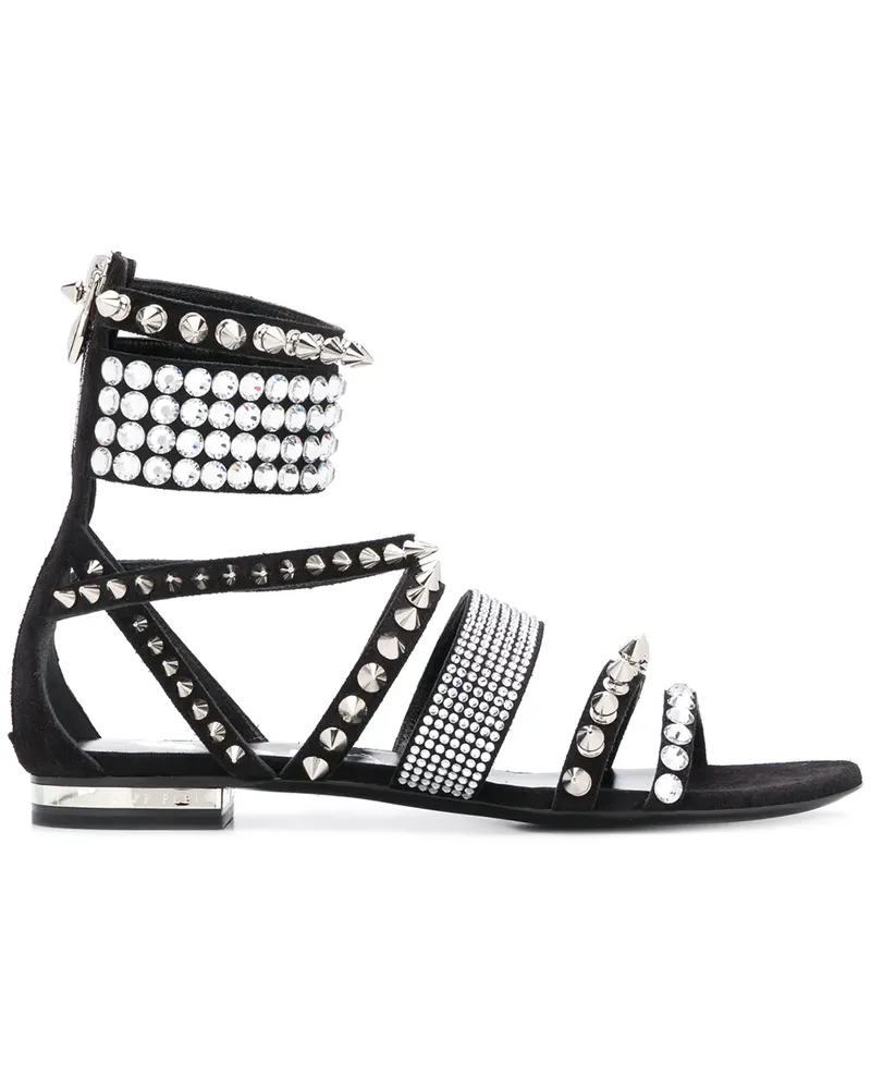 Philipp Plein 25mm Sandalen mit Nieten - Schwarz Schwarz
