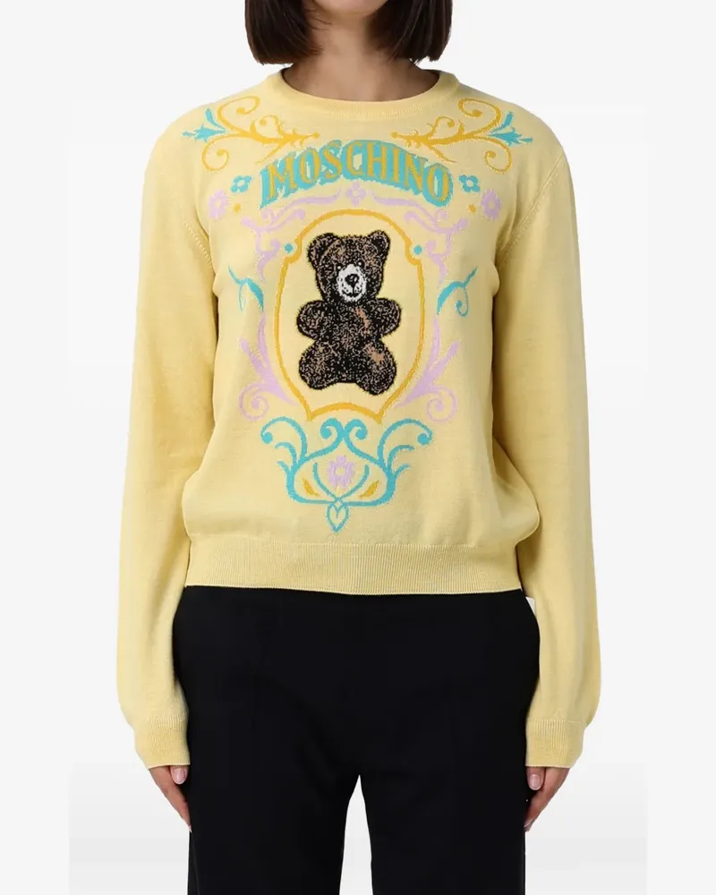 Moschino Jacquard-Pullover mit Teddy - Gelb Gelb