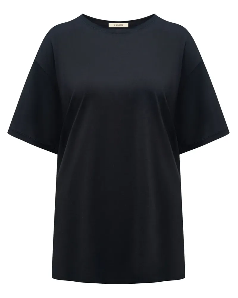 12 STOREEZ T-Shirt aus Seide - Schwarz Schwarz
