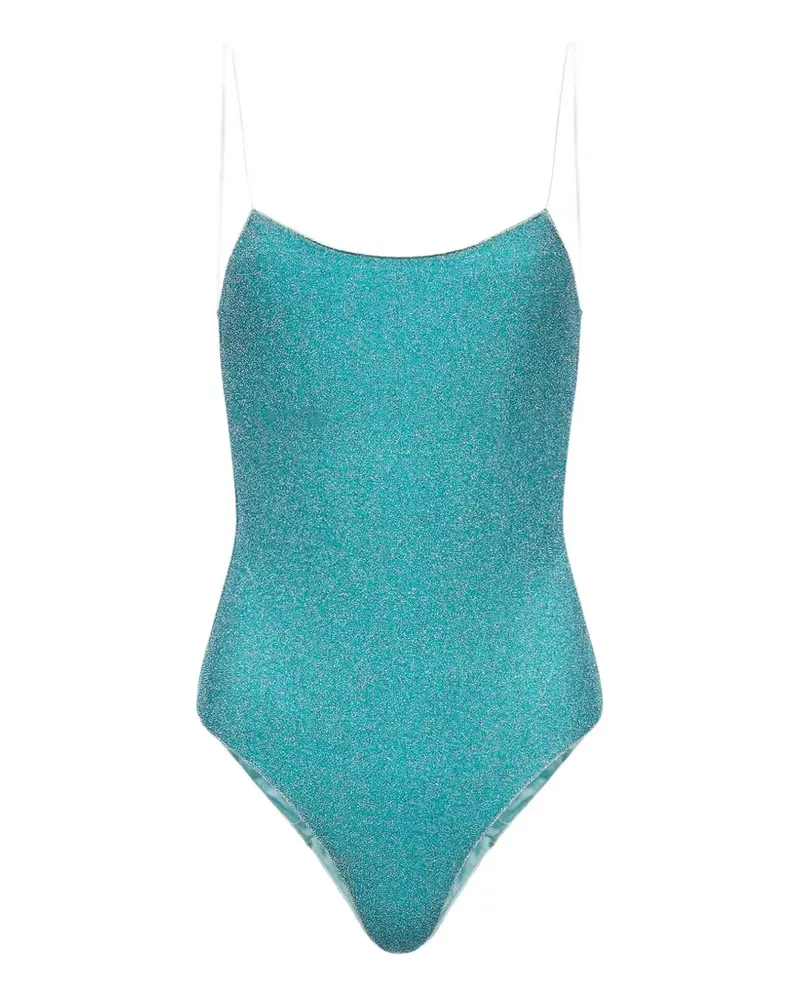 Oséree Lumiére glitter-effect scoop-back swimsuit - Blau Blau