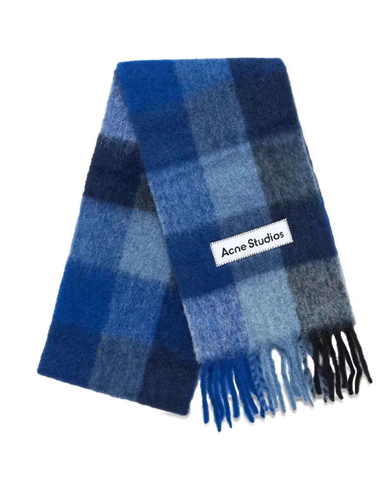 Acne Studios Karierter Schal mit Fransen - Blau Blau