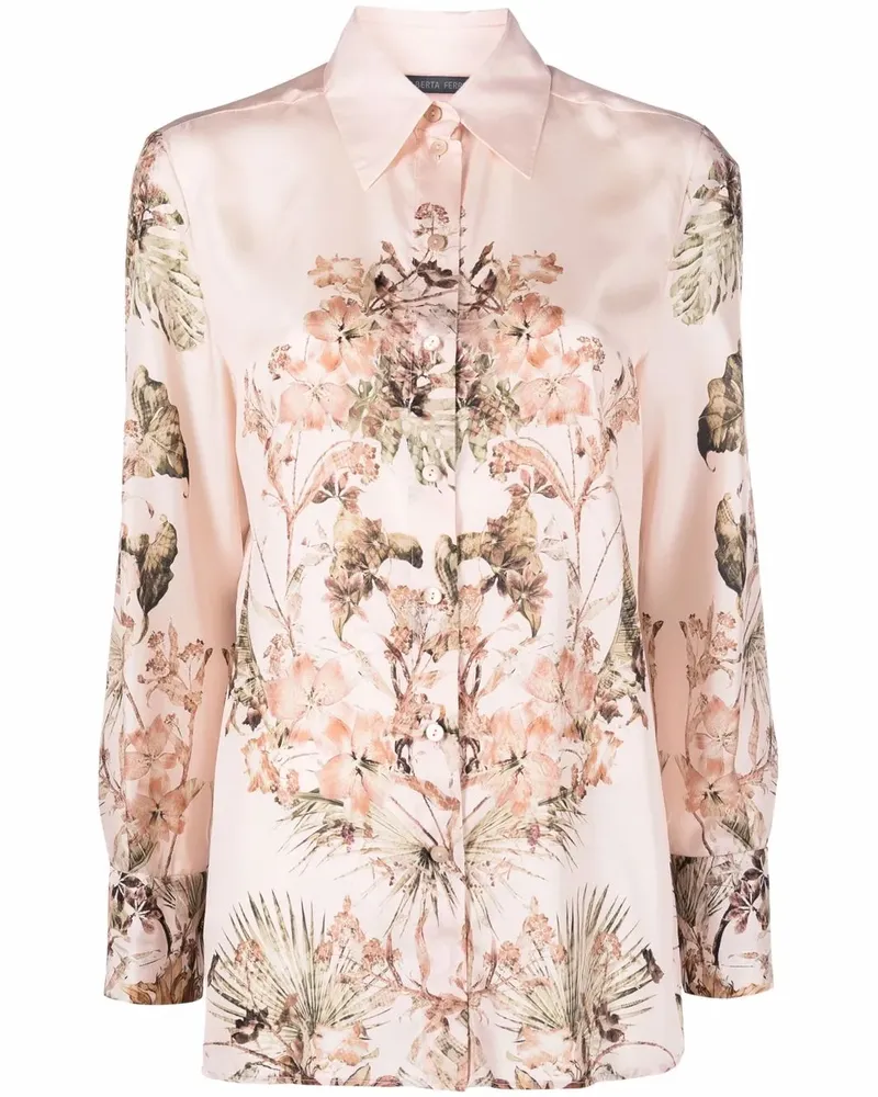 Alberta Ferretti Seidenhemd mit Blumen-Print - Rosa Rosa