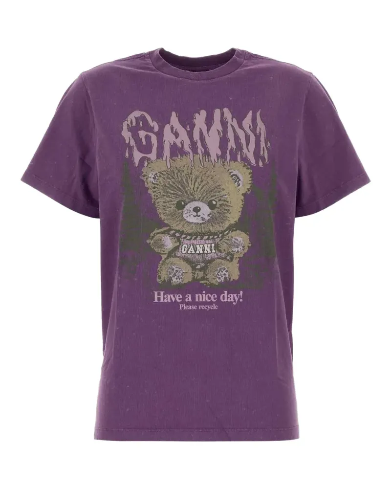 Ganni T-Shirt mit grafischem Print - Violett Violett