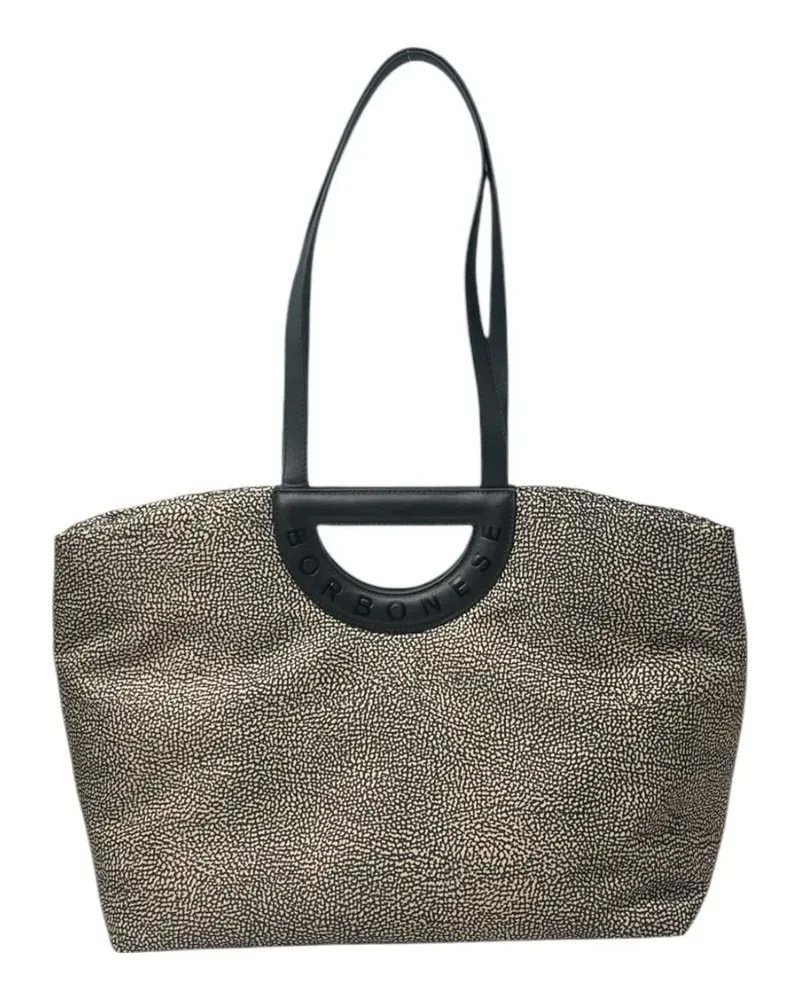 Borbonese printed-handle large satchel bag - Nude Nude