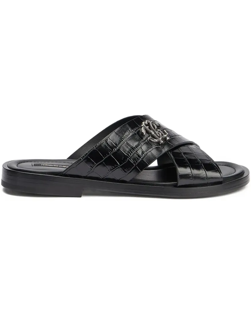 Roberto Cavalli logo-plaque sandals - Schwarz Schwarz