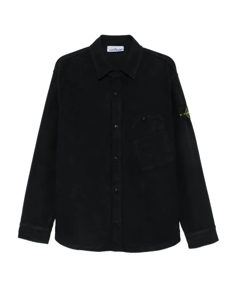 Stone Island Hemd mit Logo-Patch - Schwarz Schwarz