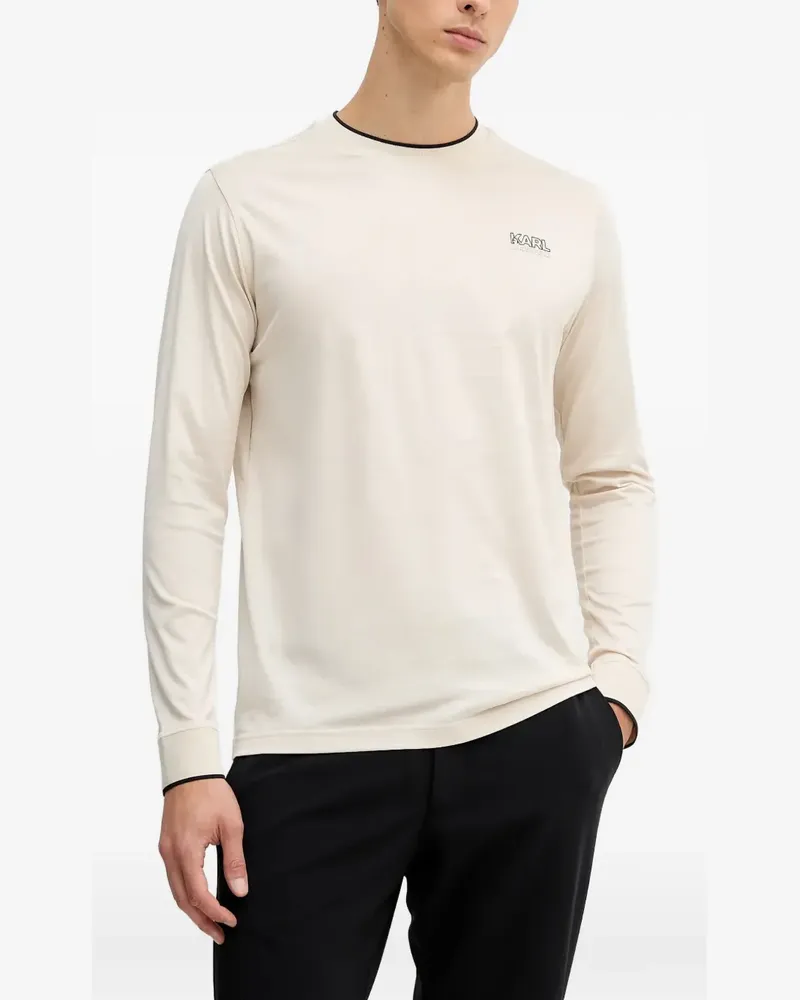Karl Lagerfeld Langarmshirt mit Rundhalsausschnitt - Weiß Weiß