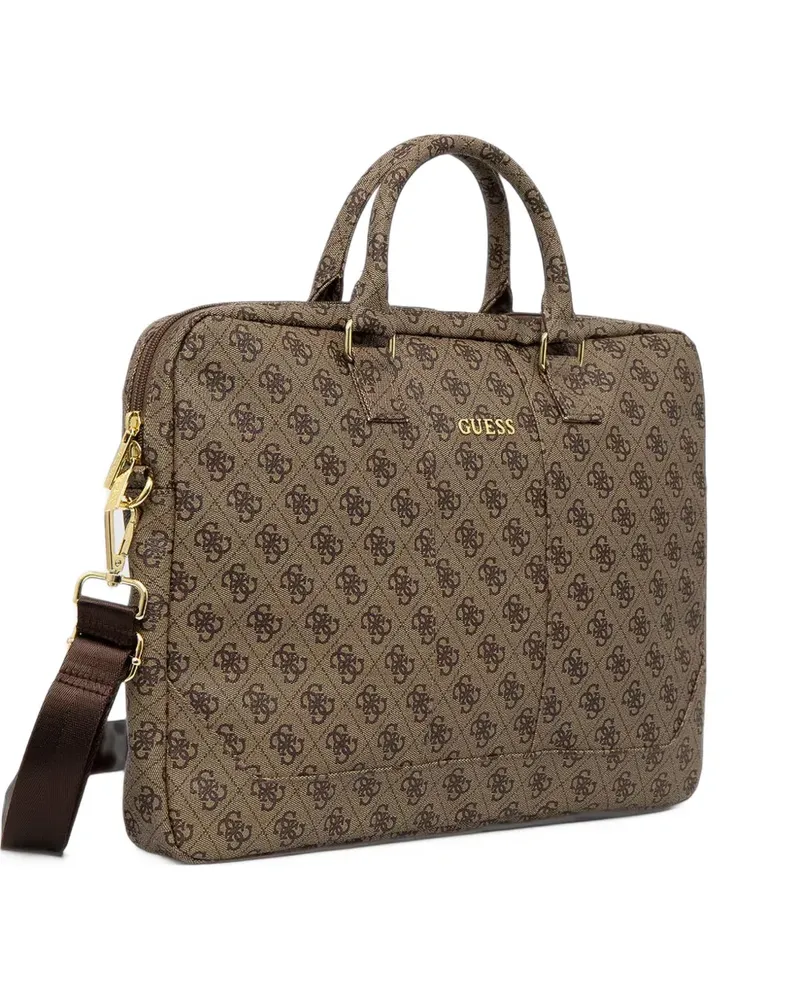 Guess monogram-print laptop bag - Nude Nude