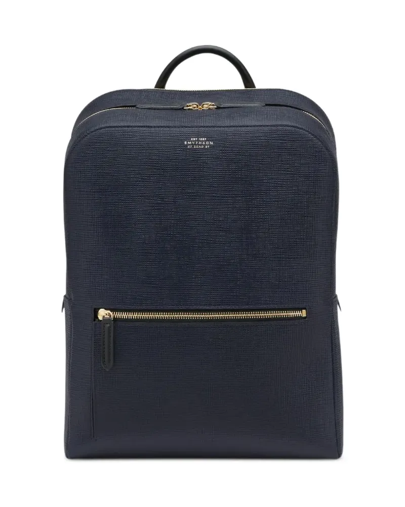 Smythson Panama Rucksack mit Reißverschluss - Blau Blau