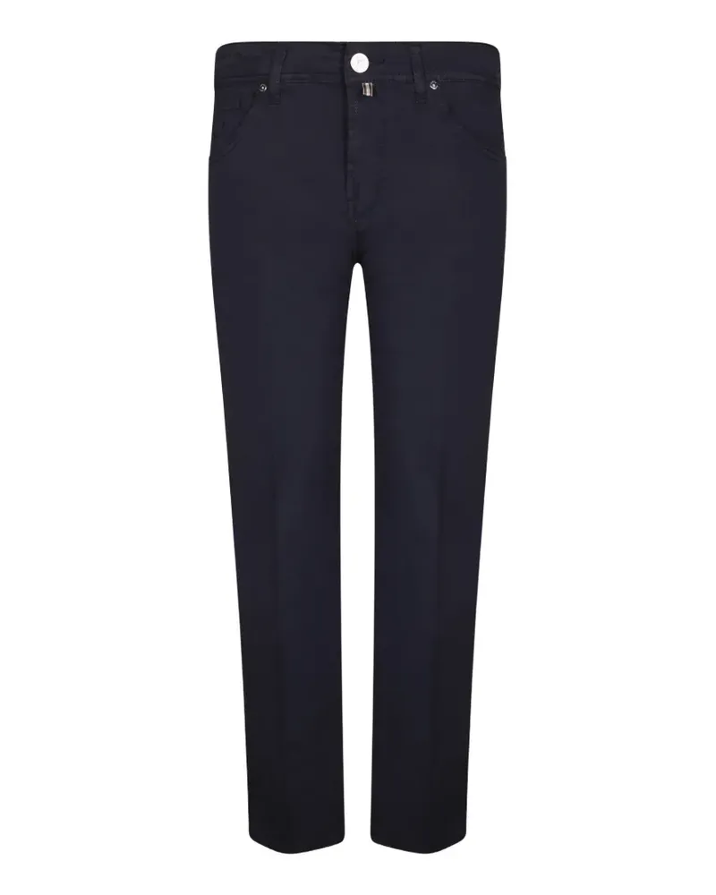 Jacob Cohën logo-patch cotton trousers - Blau Blau