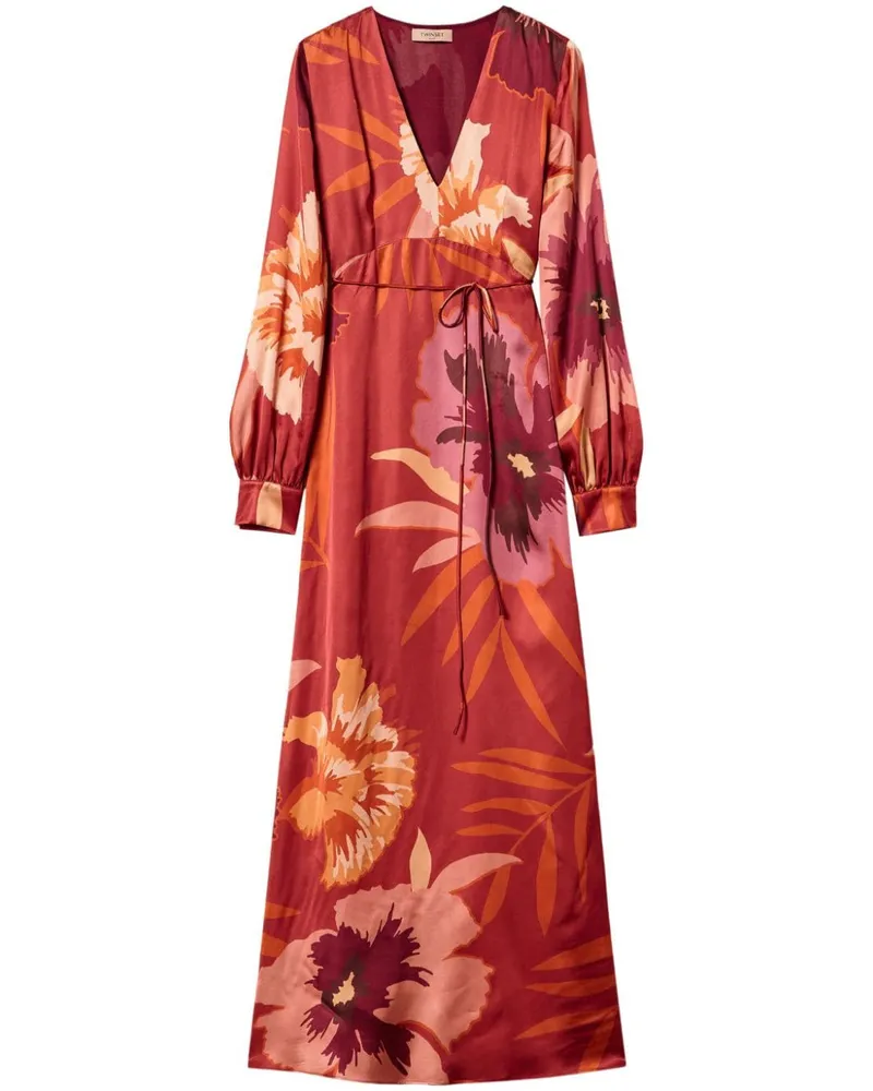 Twin-Set Kleid mit durchgehendem Blumen-Print - Rot Rot