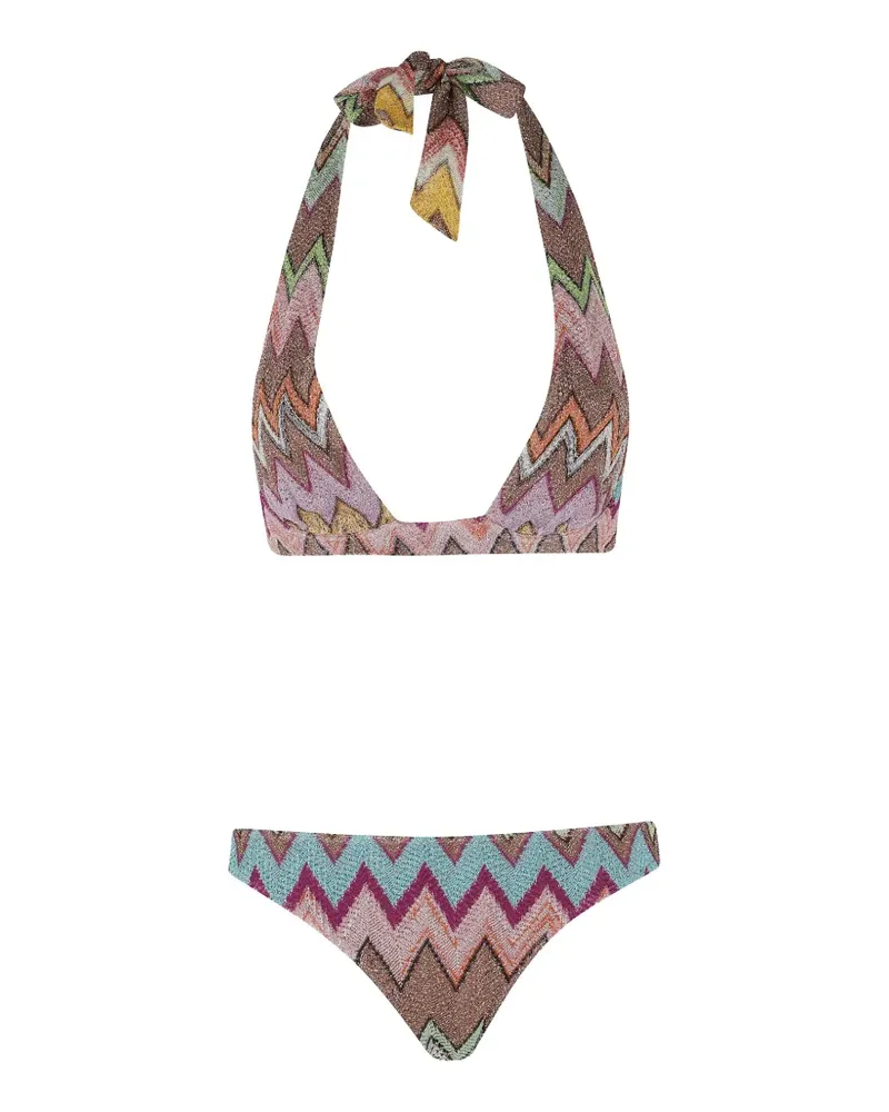 Missoni chevron-knit lamé bikini - Rosa Rosa