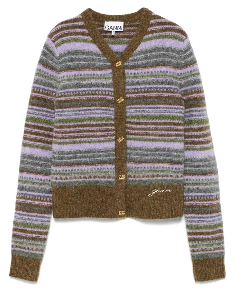 Ganni Gestreifter Cardigan - Braun Braun
