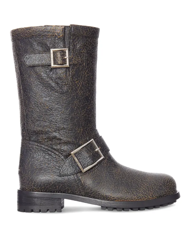 Jimmy Choo crackled leather buckle-detail boots - Schwarz Schwarz
