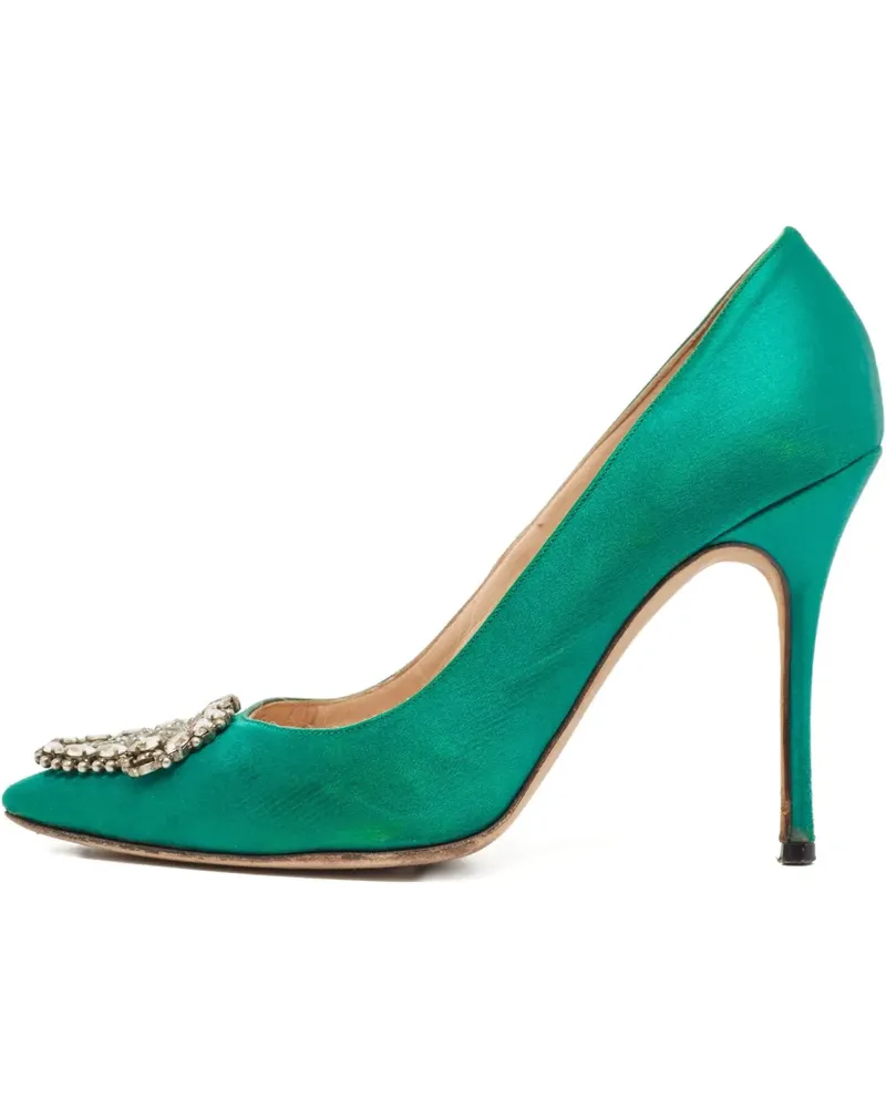 Manolo Blahnik Pumps mit Schmuckdetail - Grün Grün