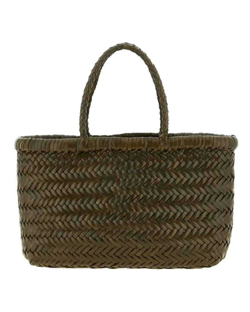 Dragon Diffusion mini Flat Gora woven-leather tote bag - Grün Grün