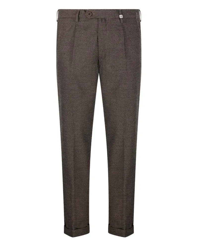 MYTHS Bundfaltenhose mit Mikro-Muster - Braun Braun