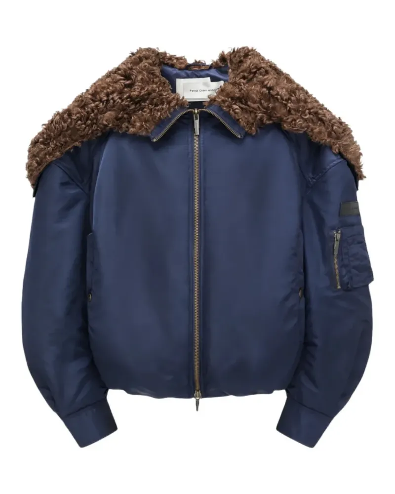 Feng Chen Wang faux-fur collar padded jacket - Blau Blau