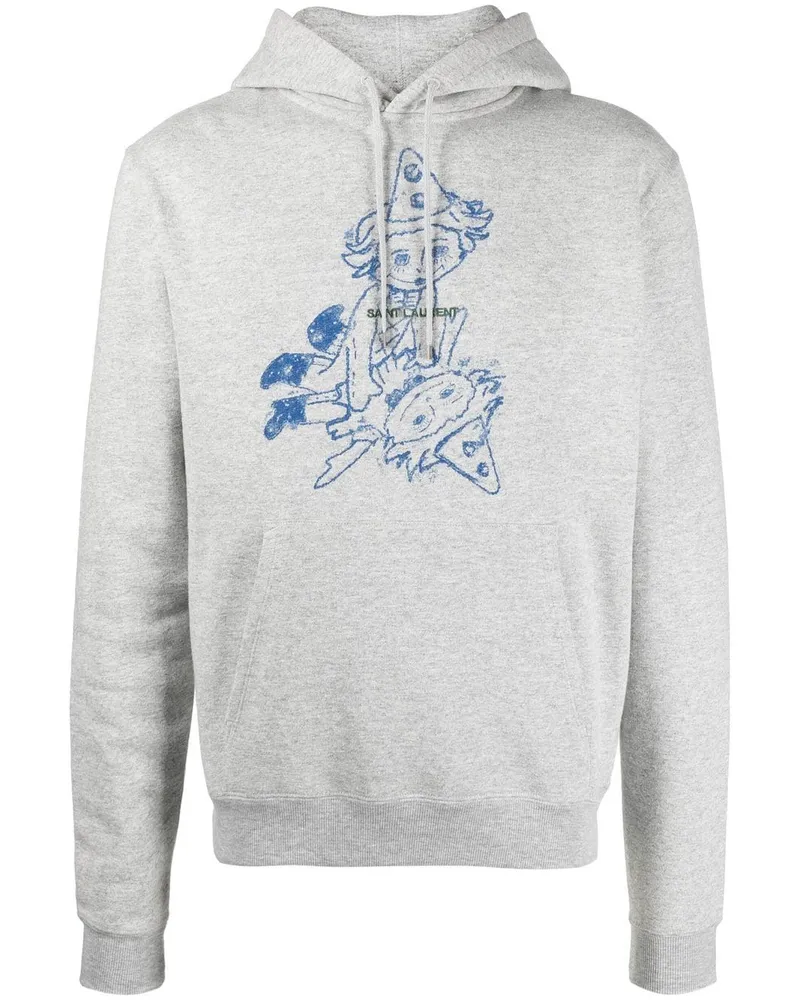 Saint Laurent Hoodie mit Clown-Print - Grau Grau