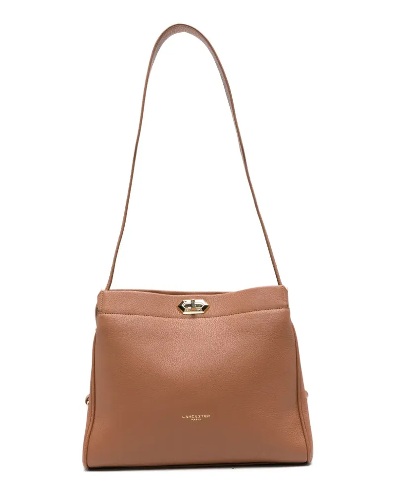 Lancaster large Lady Romy logo-print pebbled-leather shoulder bag - Braun Braun