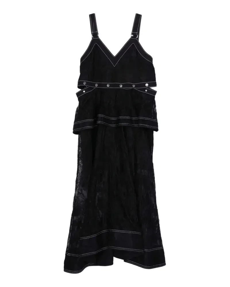 3.1 phillip lim Nieten-Midikleid mit V-Ausschnitt - Schwarz Schwarz