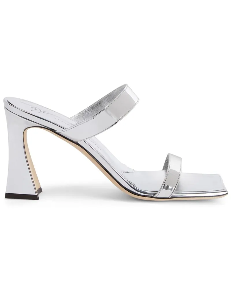 Giuseppe Zanotti Flaminia Mules mit doppeltem Riemen 85mm - Silber Silber