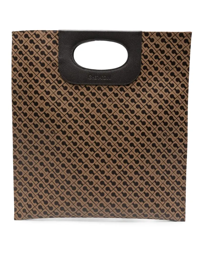 Gherardini logo-print cut-out handle tote bag - Braun Braun