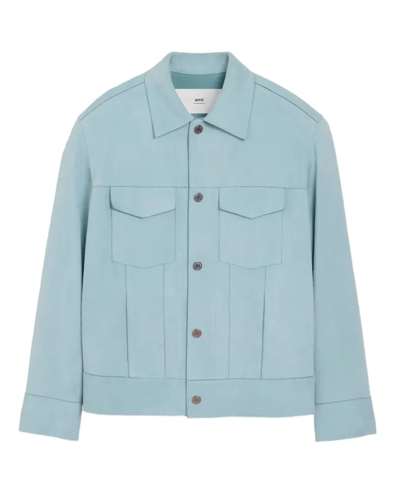 AMI Paris Jacke aus Leder - Blau Blau