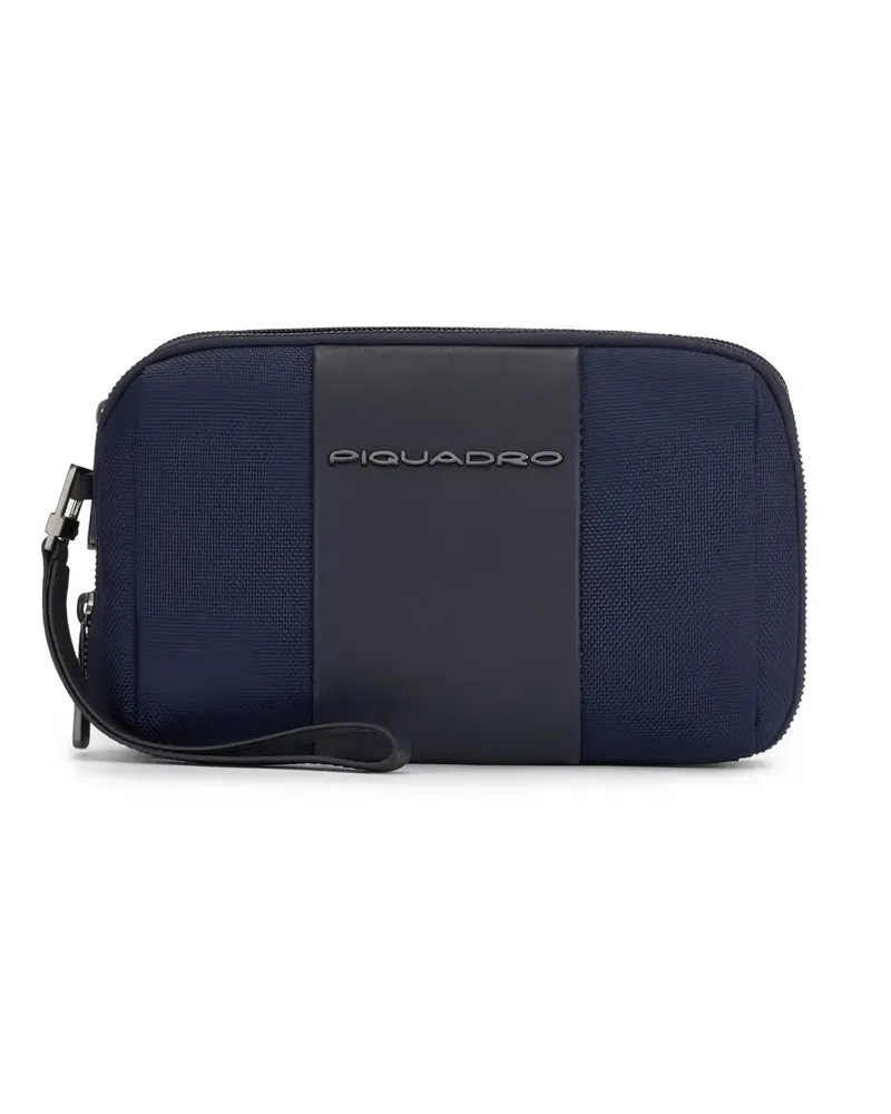 Piquadro Clutch mit Logo-Schild - Blau Blau