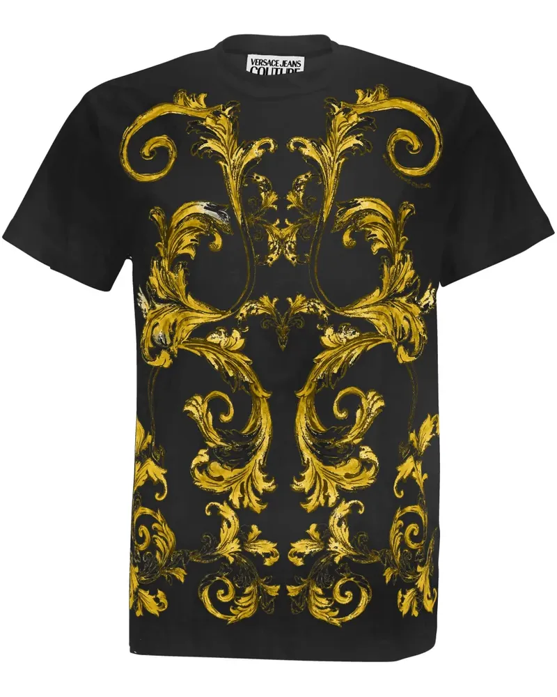 Versace Jeans T-Shirt mit Barocco-Print - Schwarz Schwarz