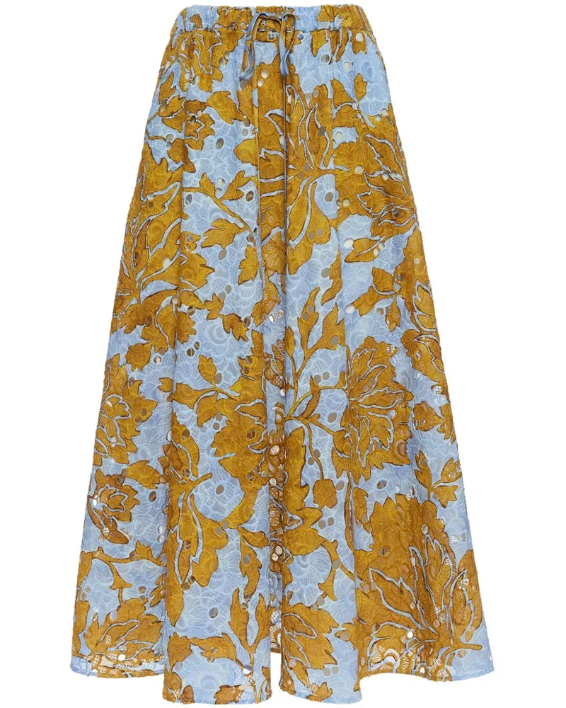 La DoubleJ Midirock mit Blumen-Print - Gelb Gelb