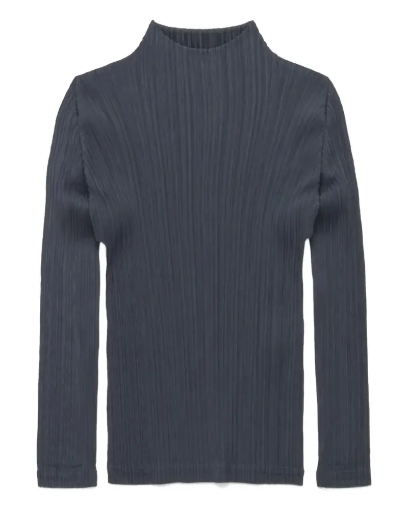 Issey Miyake Plissiertes Top mit Stehkragen - Grau Grau