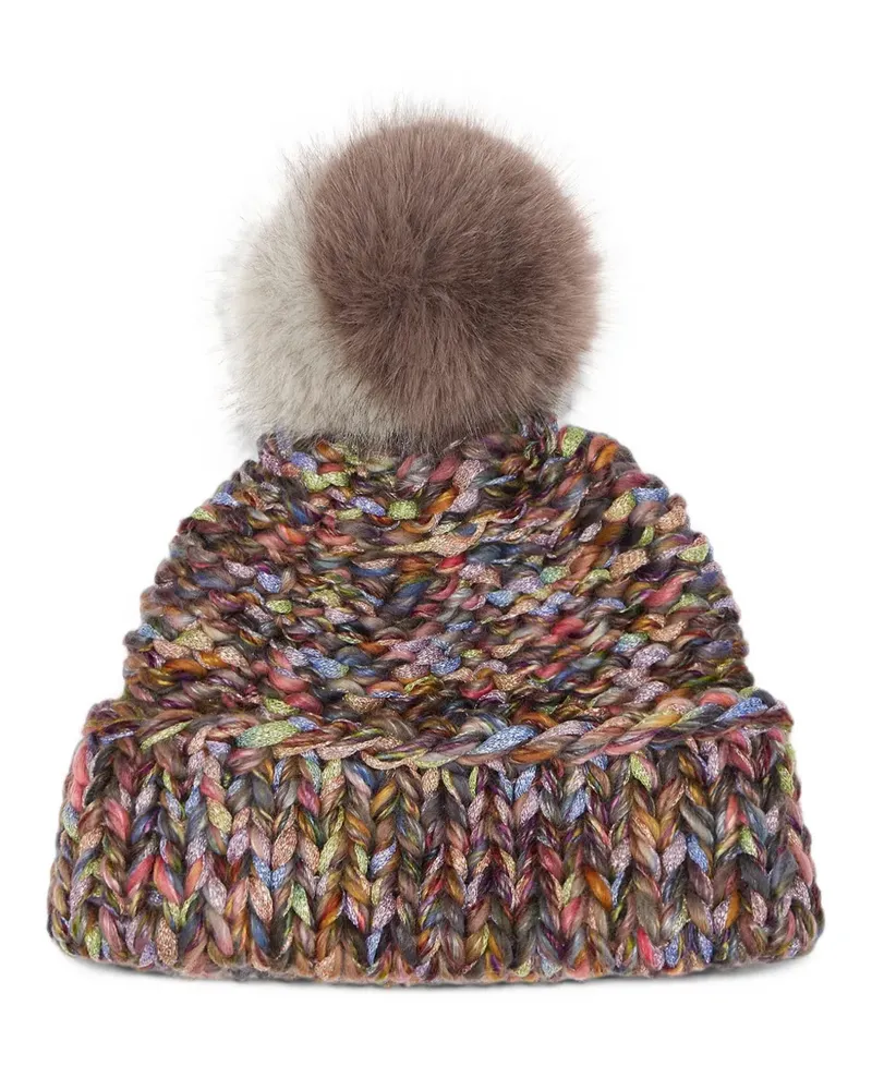 CA4LA Grob gestrickte Beanie mit Pompon - Braun Braun