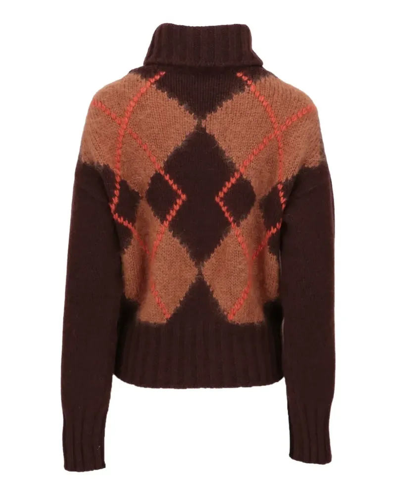 Isaia argyle roll-neck sweater - Braun Braun