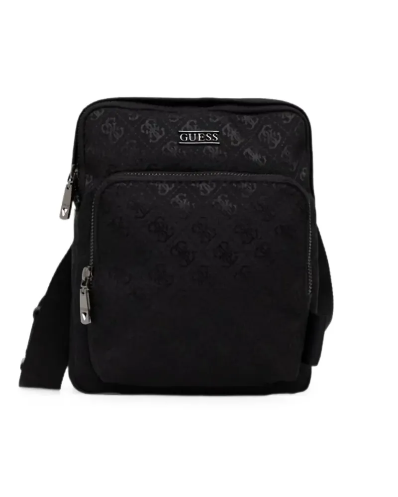 Guess Boston monogram-pattern zip-fastening messenger bag - Schwarz Schwarz