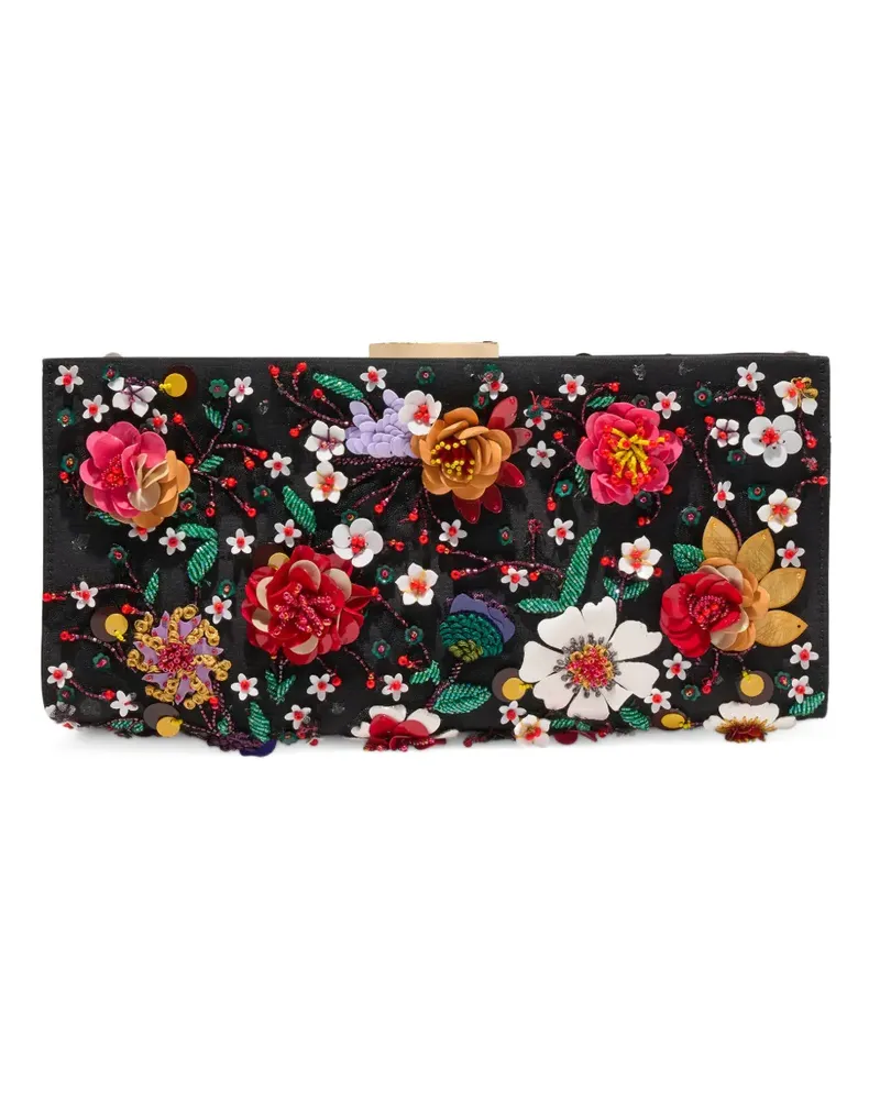 Carolina Herrera New York Pats Clutch aus Satin mit Blumenstickerei - Schwarz Schwarz