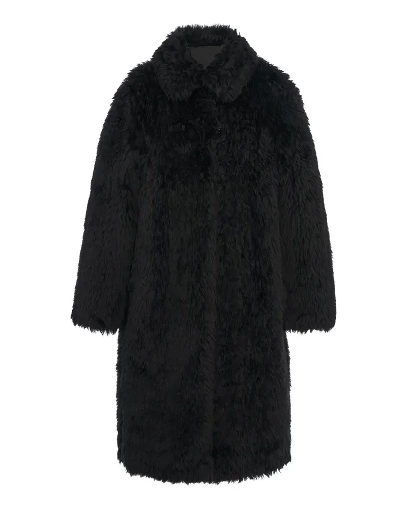 Another Tomorrow Balmacaan Mantel aus Faux Fur - Schwarz Schwarz