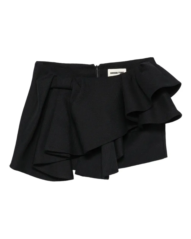 SHUSHU/TONG asymmetrical bow ruffled mini skirt - Blau Blau