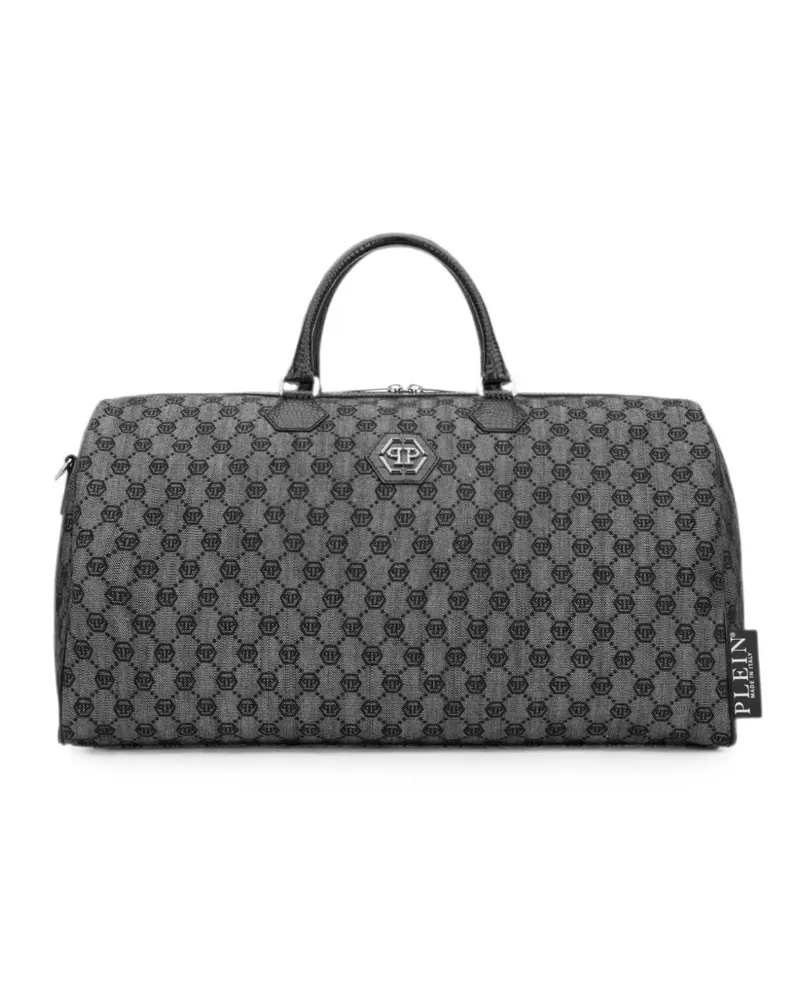Philipp Plein Weekend Bag aus Denim mit Jacquard-Monogramm - Grau Grau