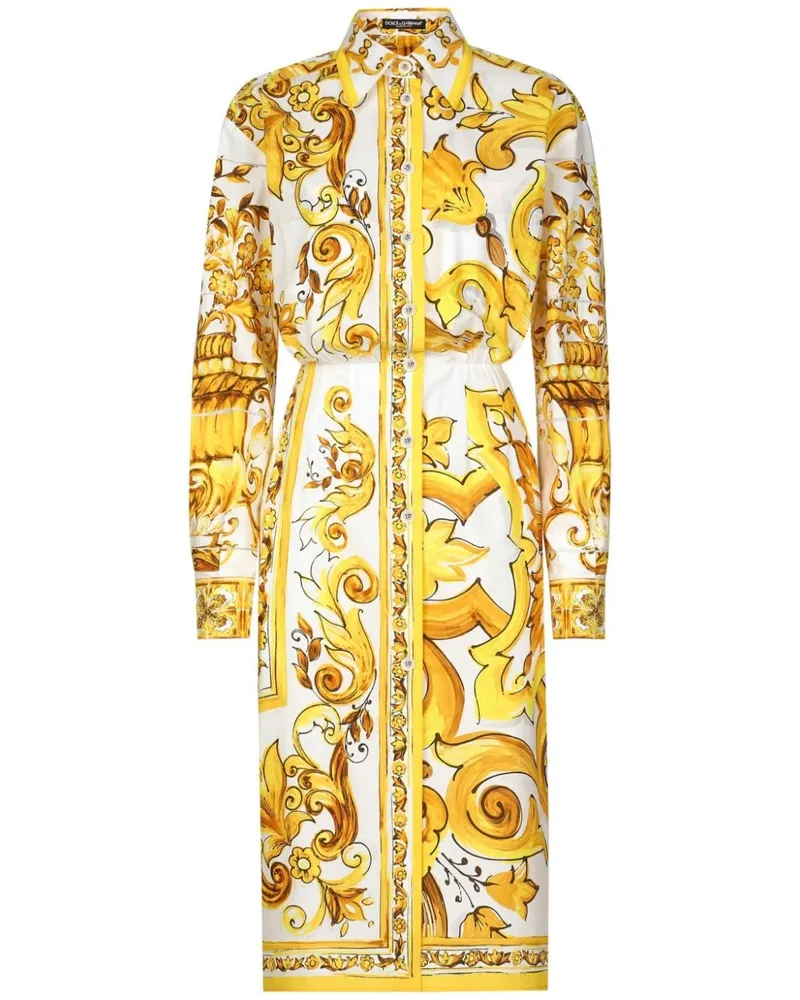 Dolce & Gabbana Hemdkleid mit Majolica-Print - Gelb Gelb