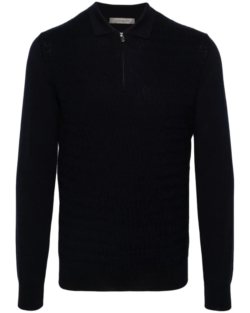 Corneliani Langärmeliges Poloshirt aus Schurwolle - Blau Blau