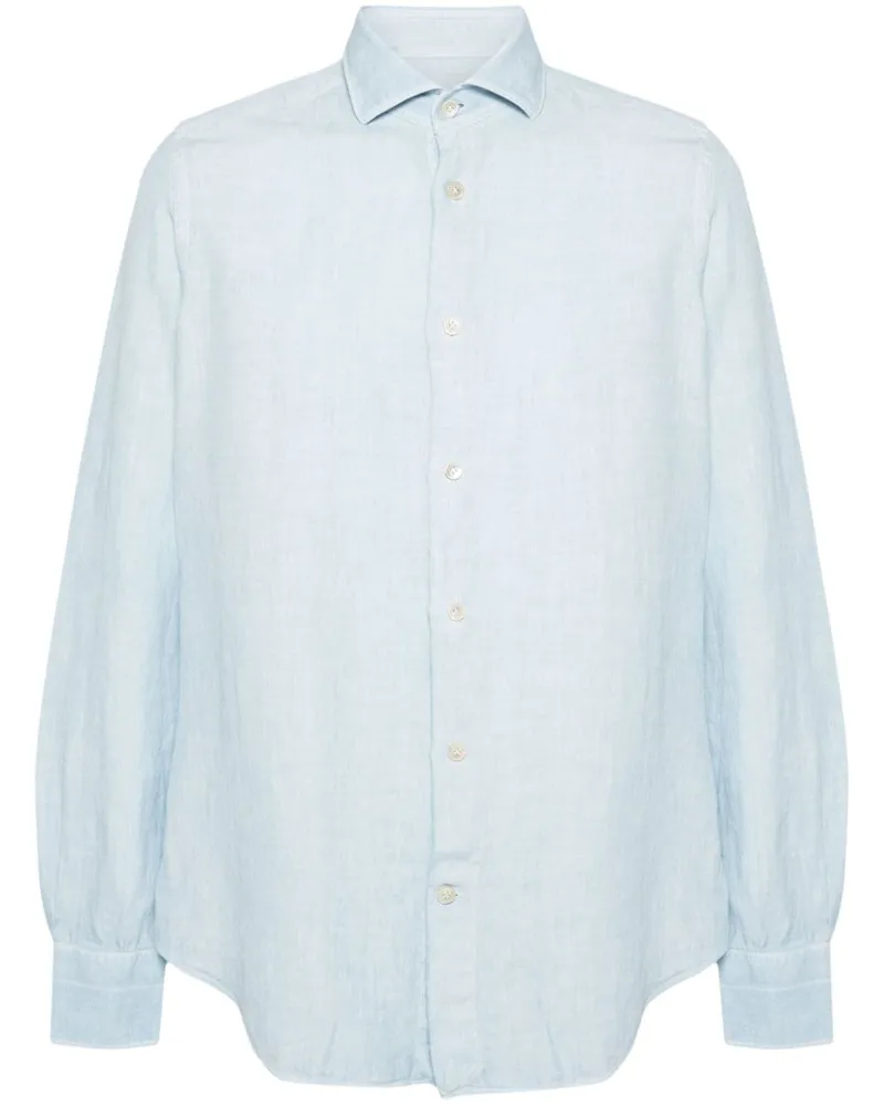 Eleventy Leinenhemd mit Slub-Struktur - Blau Blau