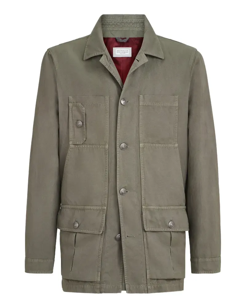 Brunello Cucinelli Jacke aus Baumwolle und Leinen - Grün Grün