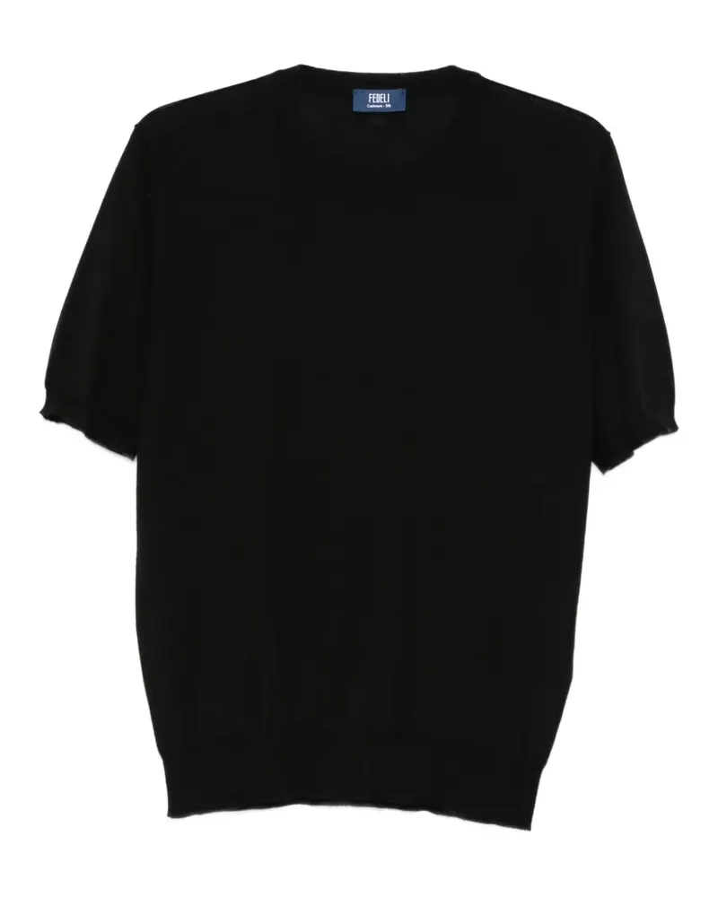 Fedeli T-Shirt mit Rundhalsausschnitt - Schwarz Schwarz