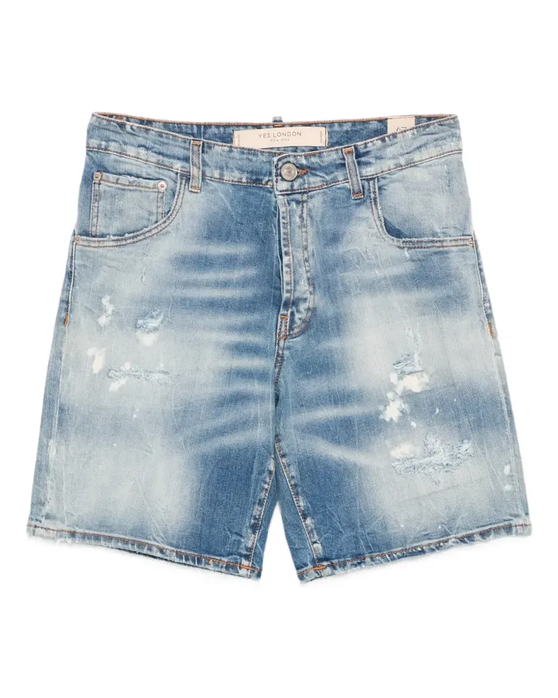 Yes London distressed faded-effect shorts - Blau Blau