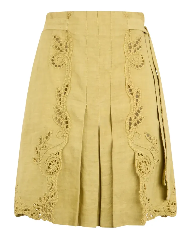 Alberta Ferretti broderie-anglaise pleated midi skirt - Gelb Gelb