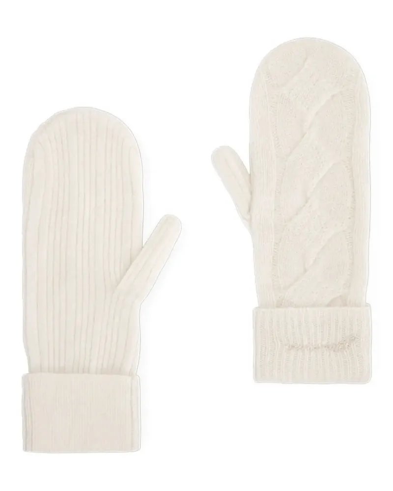 Ganni cable-knit mittens - Weiß Weiß
