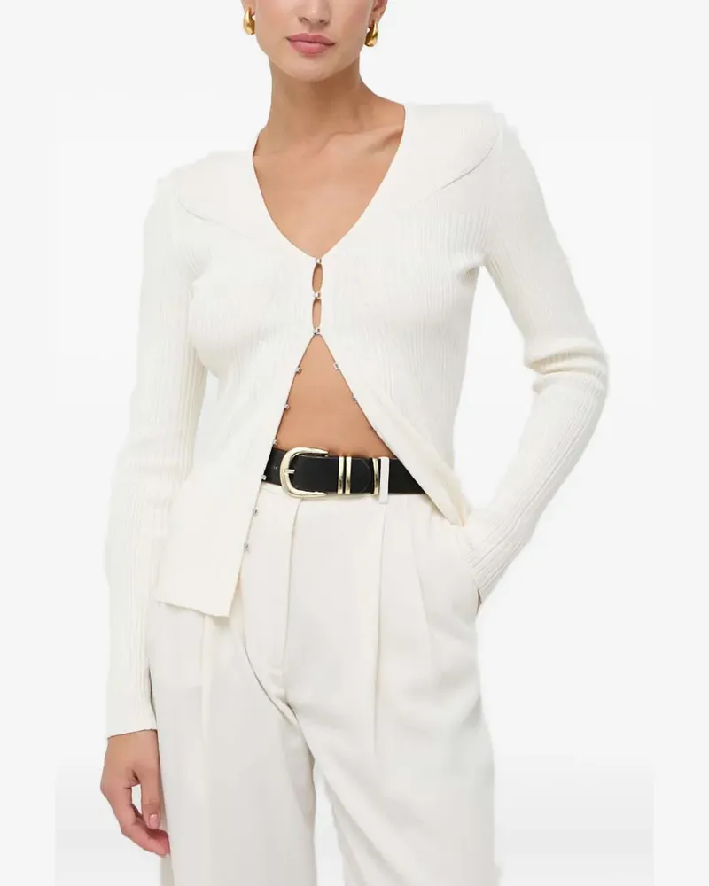 HUGO BOSS ribbed-knit cardigan - Weiß Weiß
